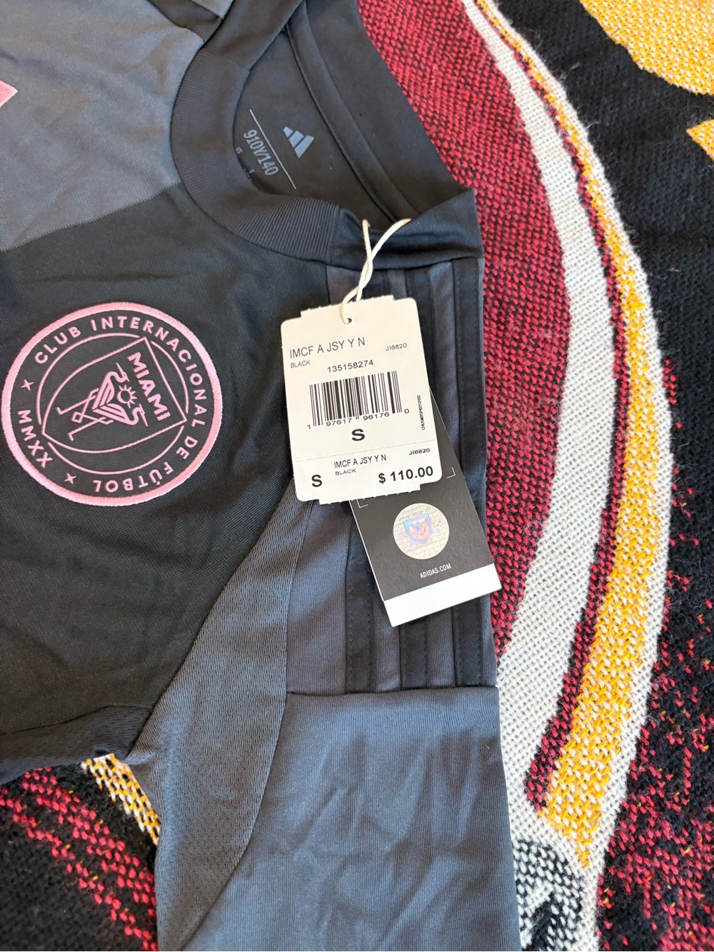 adidas Kids Inter Miami Gray & Black Jersey with Pink Crest - Picture 5 of 5